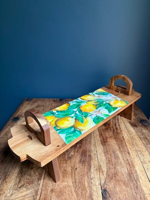 PAINTED HAND PAINTED Lemons Platter serving tray Gift For Birthday Mum Wedding House Warming Mother in Law Christmas 17CM (H) X 15CM (W) X 52CM (L)