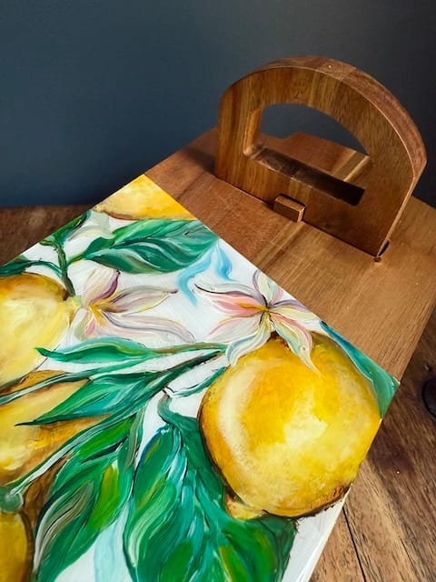 PAINTED HAND PAINTED Lemons Platter serving tray Gift For Birthday Mum Wedding House Warming Mother in Law Christmas 17CM (H) X 15CM (W) X 52CM (L) - Image 3