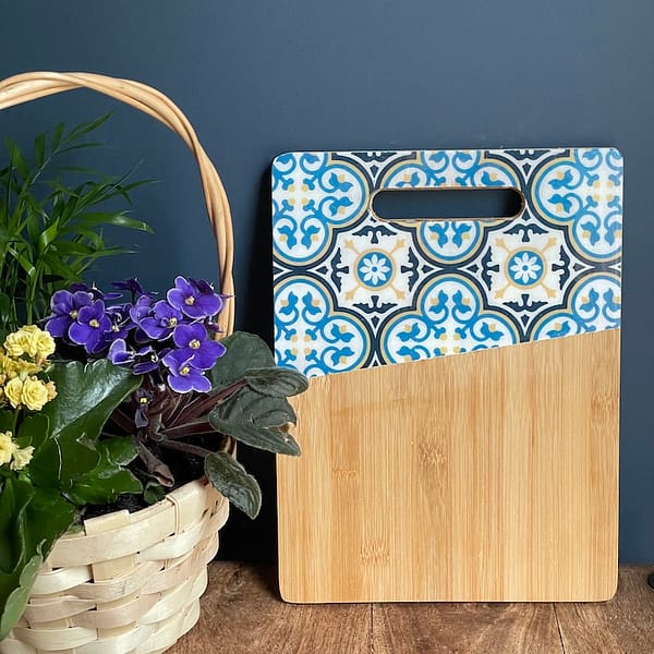Nanna Blue painted-effect bamboo board - Mediterranean home decor by Bonnymia