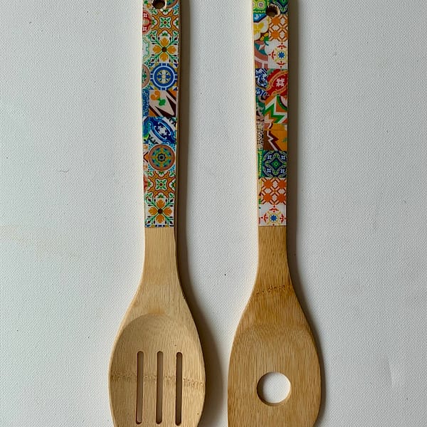 Mix Tile Bamboo Salad Utensils