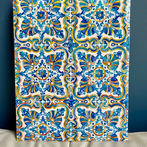 Hand-painted Shell tile wood hanging board - Mediterranean home decor by Bonnymia