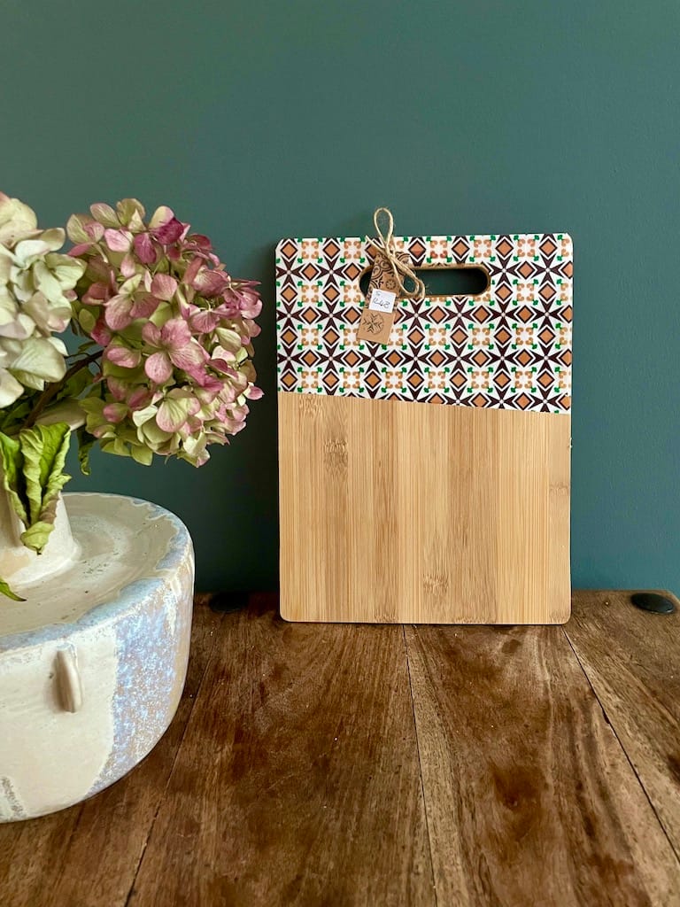 Maltese Cross painted-effect Bamboo Charcuterie Board - Mediterranean home decor by Bonnymia