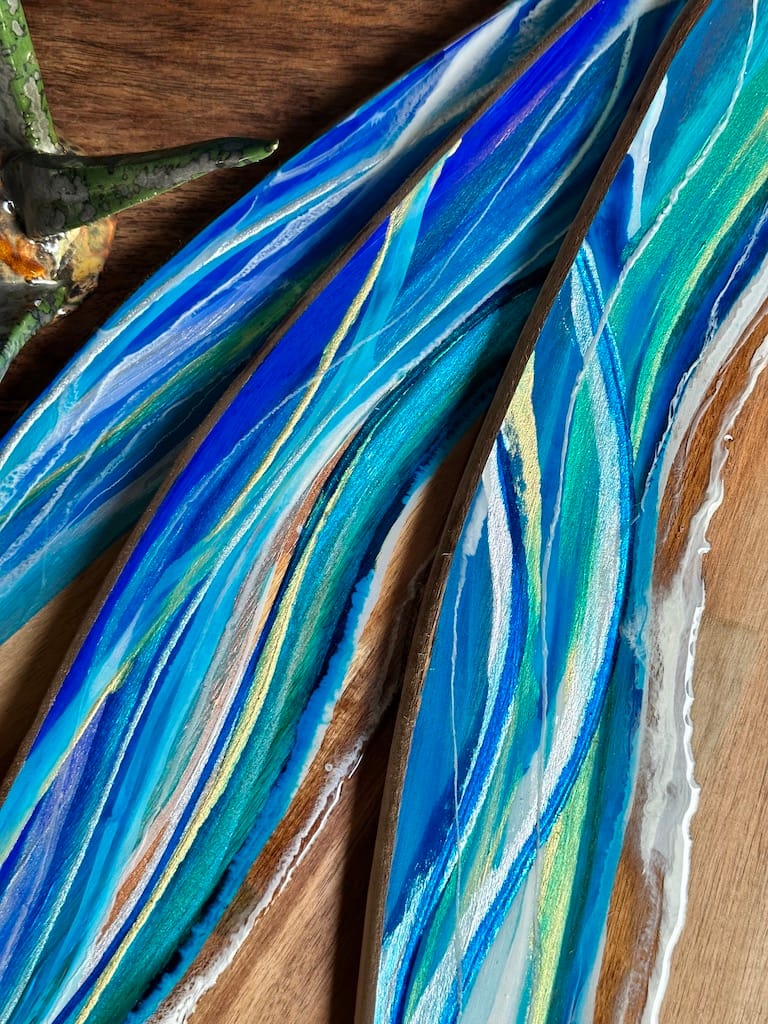 Hand-painted Wave acacia charcuterie board - Mediterranean home decor by Bonnymia