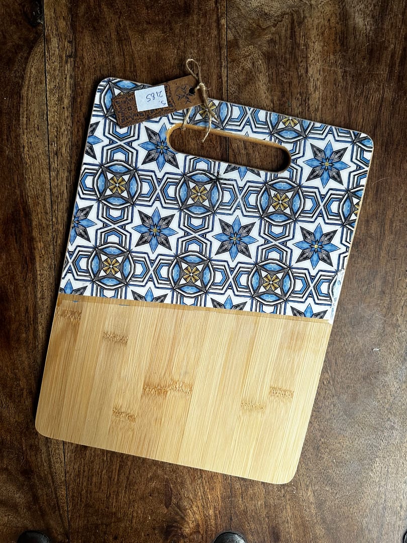 New Loire tile painted-effect bamboo slim charcuterie board - Mediterranean home decor by Bonnymia