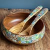 Mix Tile painted effect Acacia Wood Bowl 26x8 cm - Image 6
