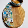 New Mix Tile painted effect Snack Bowl Monkey Pod Salad bowl One - Image 31