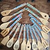 Leaf Cross Engraved Tile Bamboo Salad Utensils Pair - Image 3