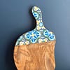 Nanna Blue Tile Painted Effect Charcuterie Olive Wood Board 40 cm Approx - Image 2
