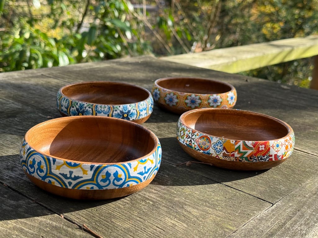 Queen Elizabeth Residence Orange Tile painted effect Snack Bowl Monkey Pod Salad bowl One - Image 11