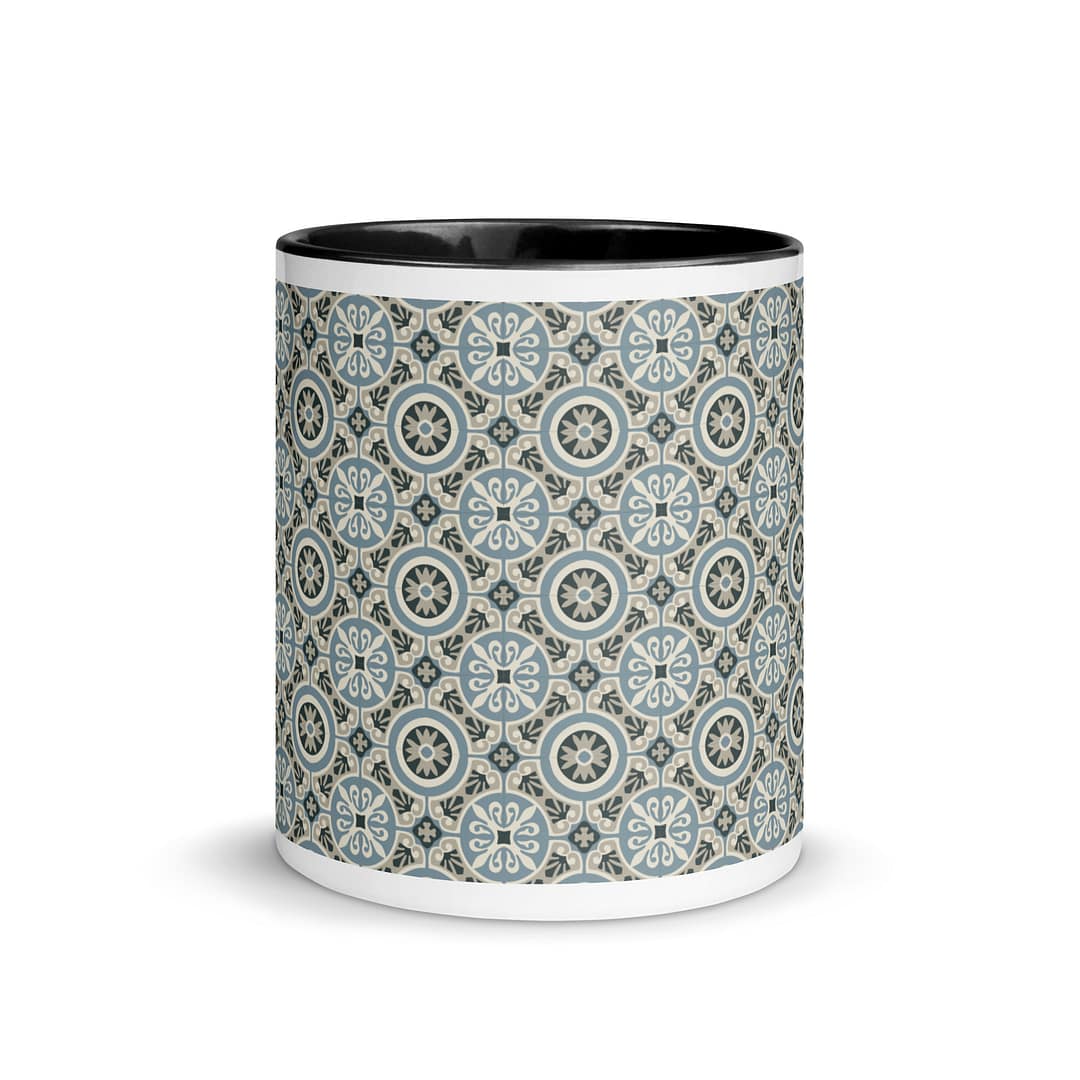 Circle Light Blue Tile Mug with Color Inside - Image 3