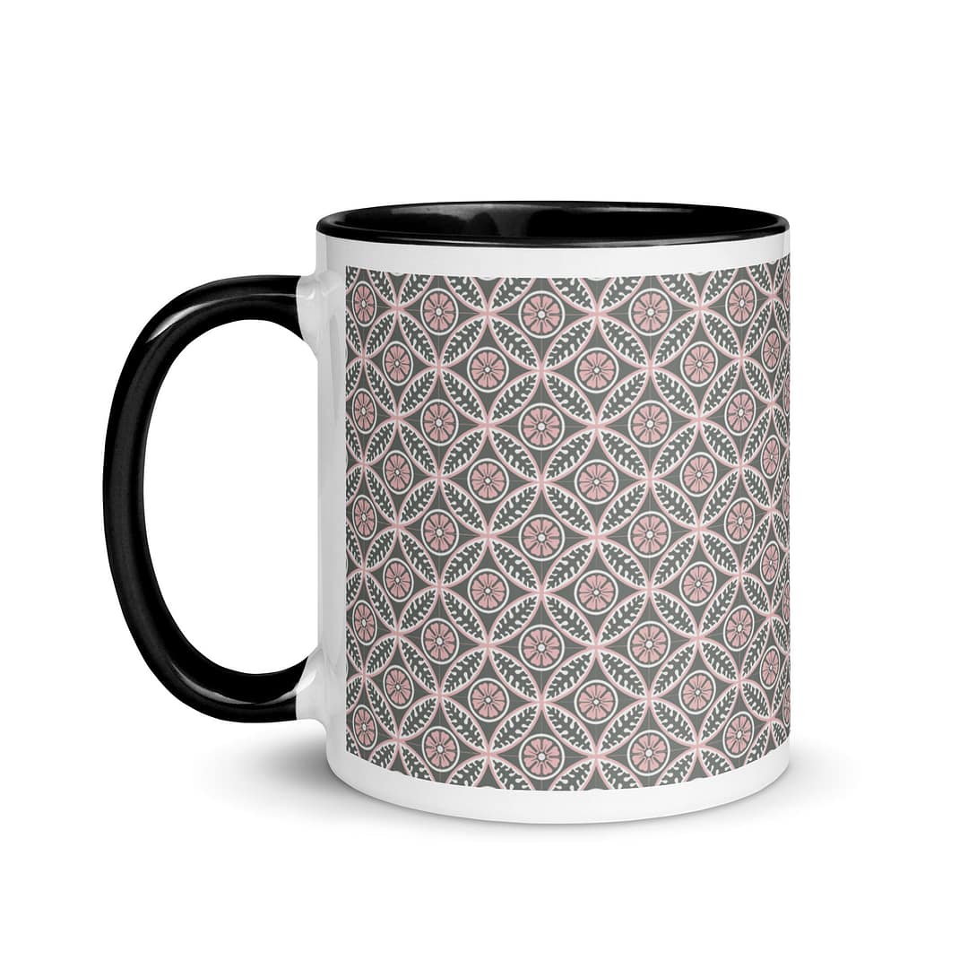Pink Flower Tile Mug with Color Inside - Image 4