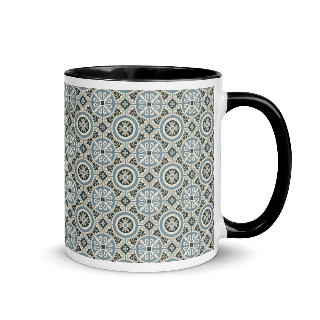 Circle Light Blue Tile Mug with Color Inside - Image 2
