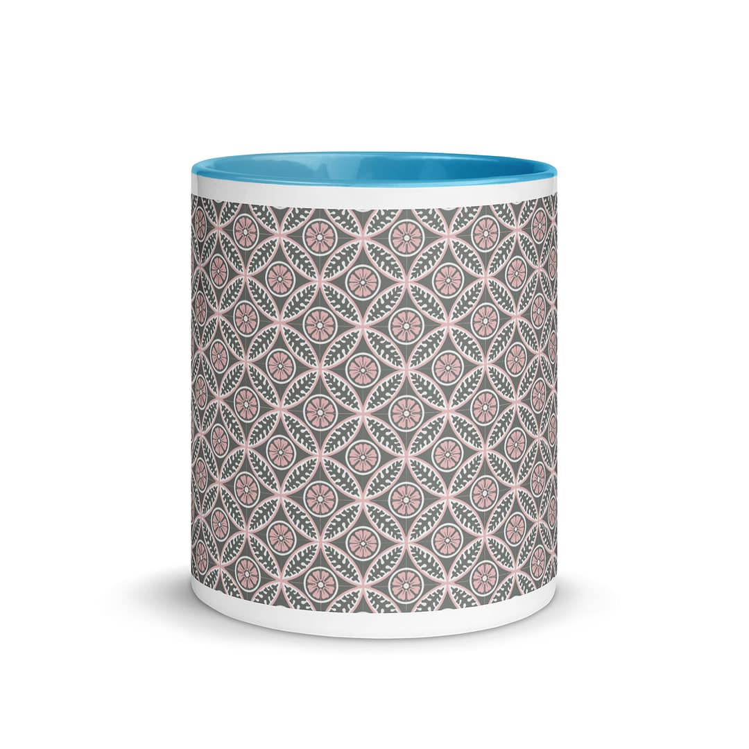 Pink Flower Tile Mug with Color Inside - Image 12