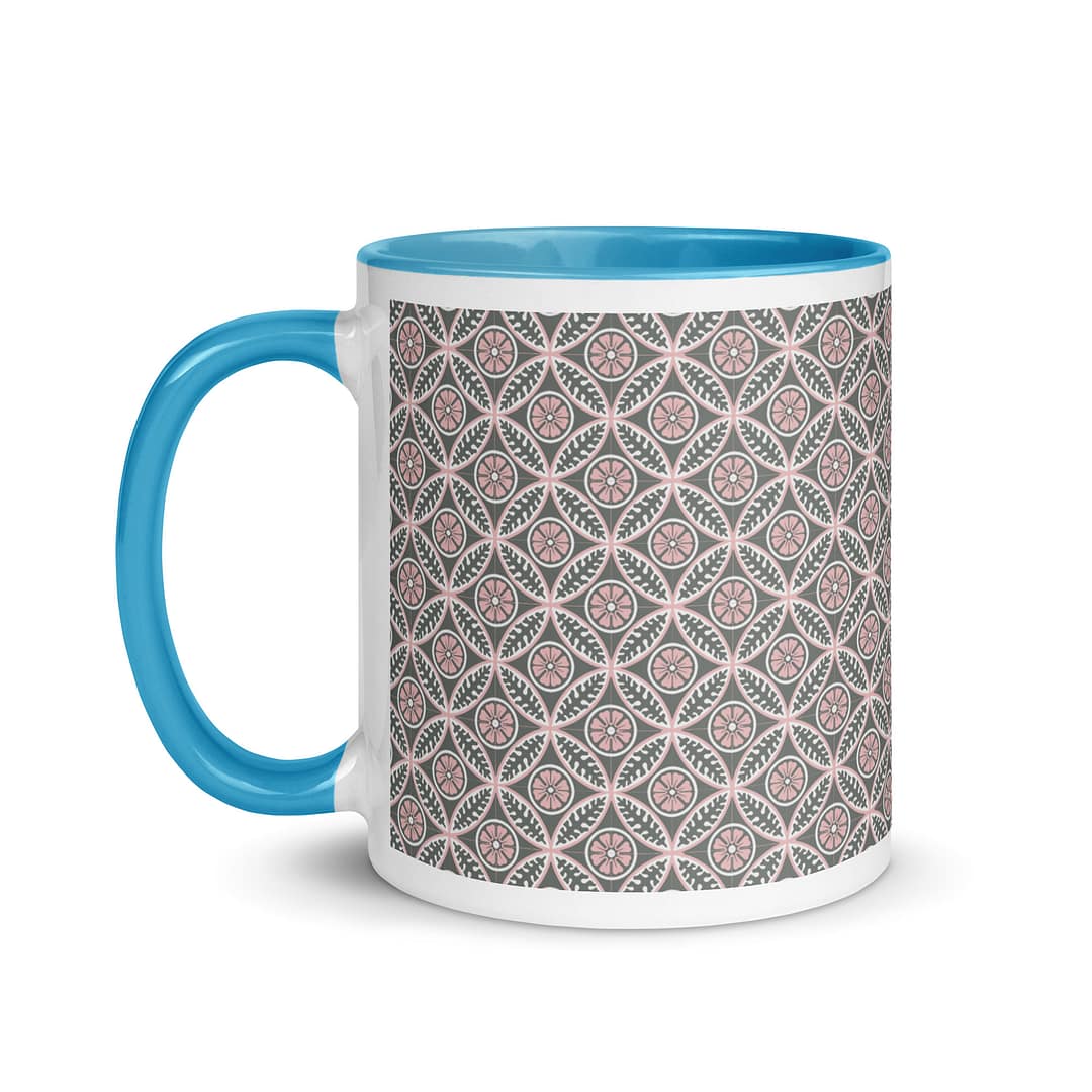 Pink Flower Tile Mug with Color Inside - Image 13