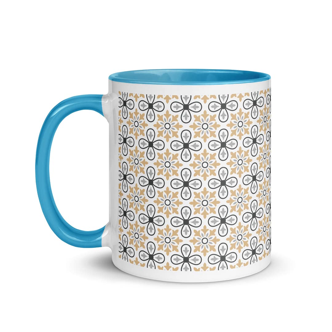 Grey Flower Mug with Color Inside - Image 13