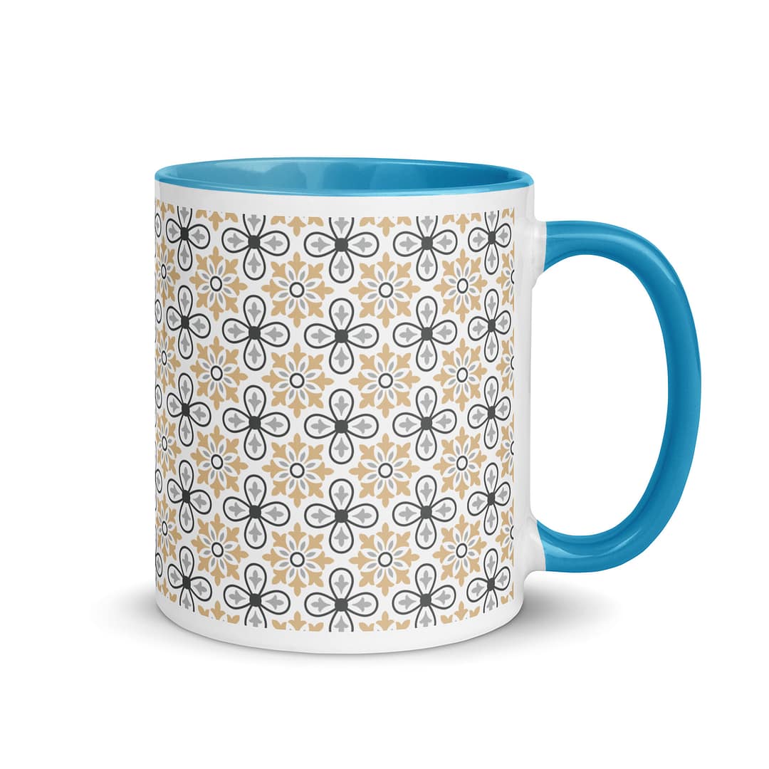 Grey Flower Mug with Color Inside - Image 11
