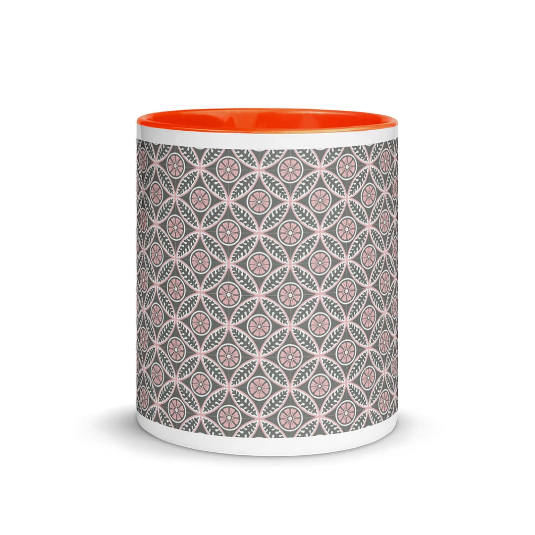 Pink Flower Tile Mug with Color Inside - Image 9