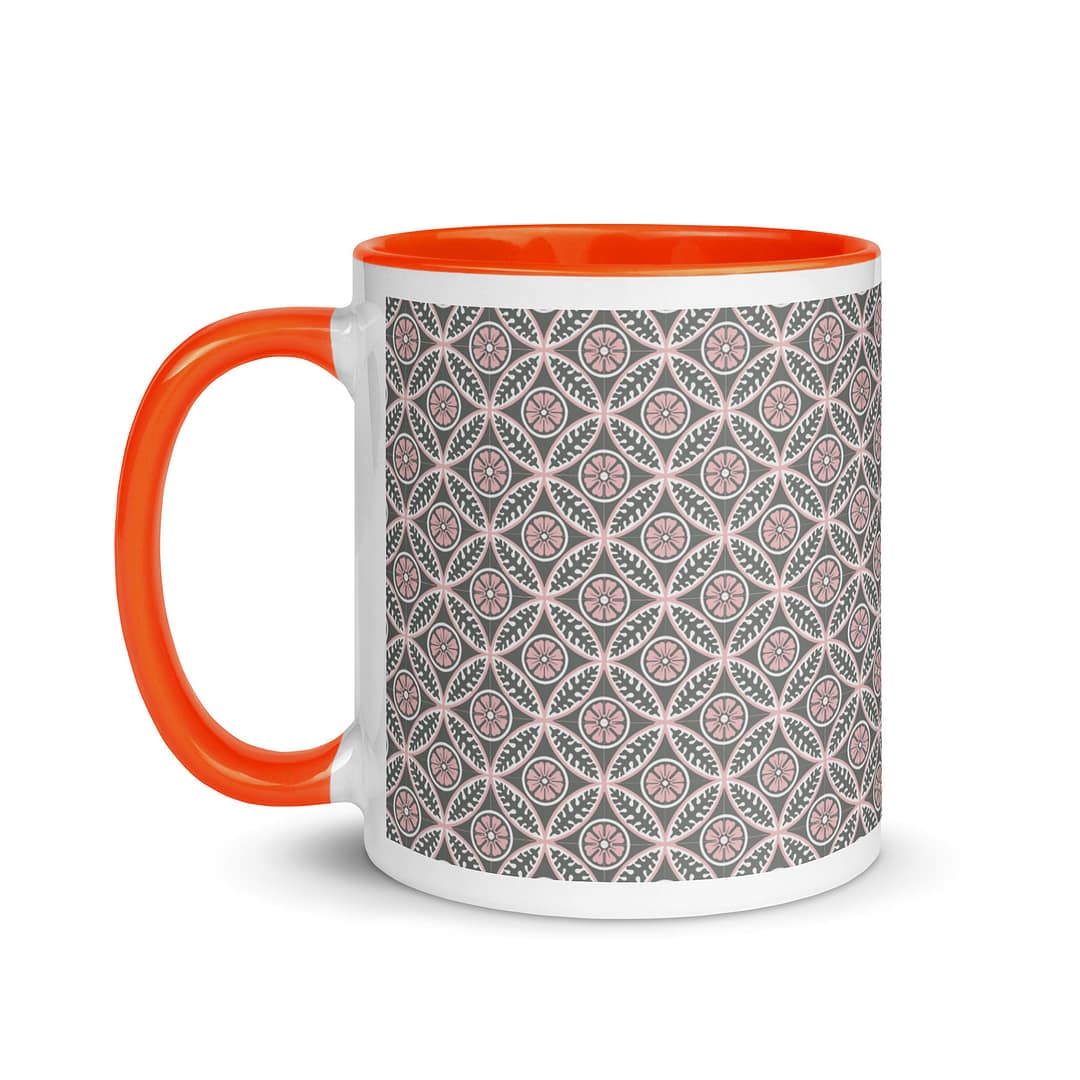 Pink Flower Tile Mug with Color Inside - Image 10