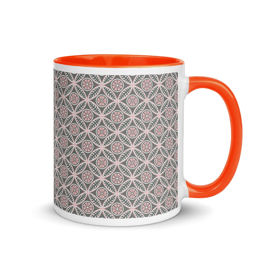 Pink Flower Tile Mug with Color Inside - Image 8
