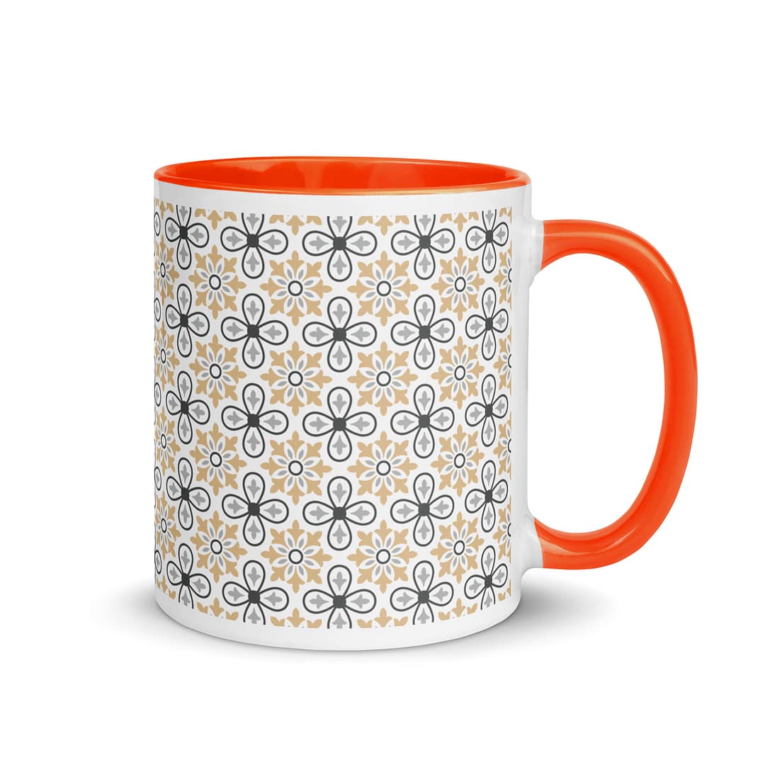 Grey Flower Mug with Color Inside - Image 8