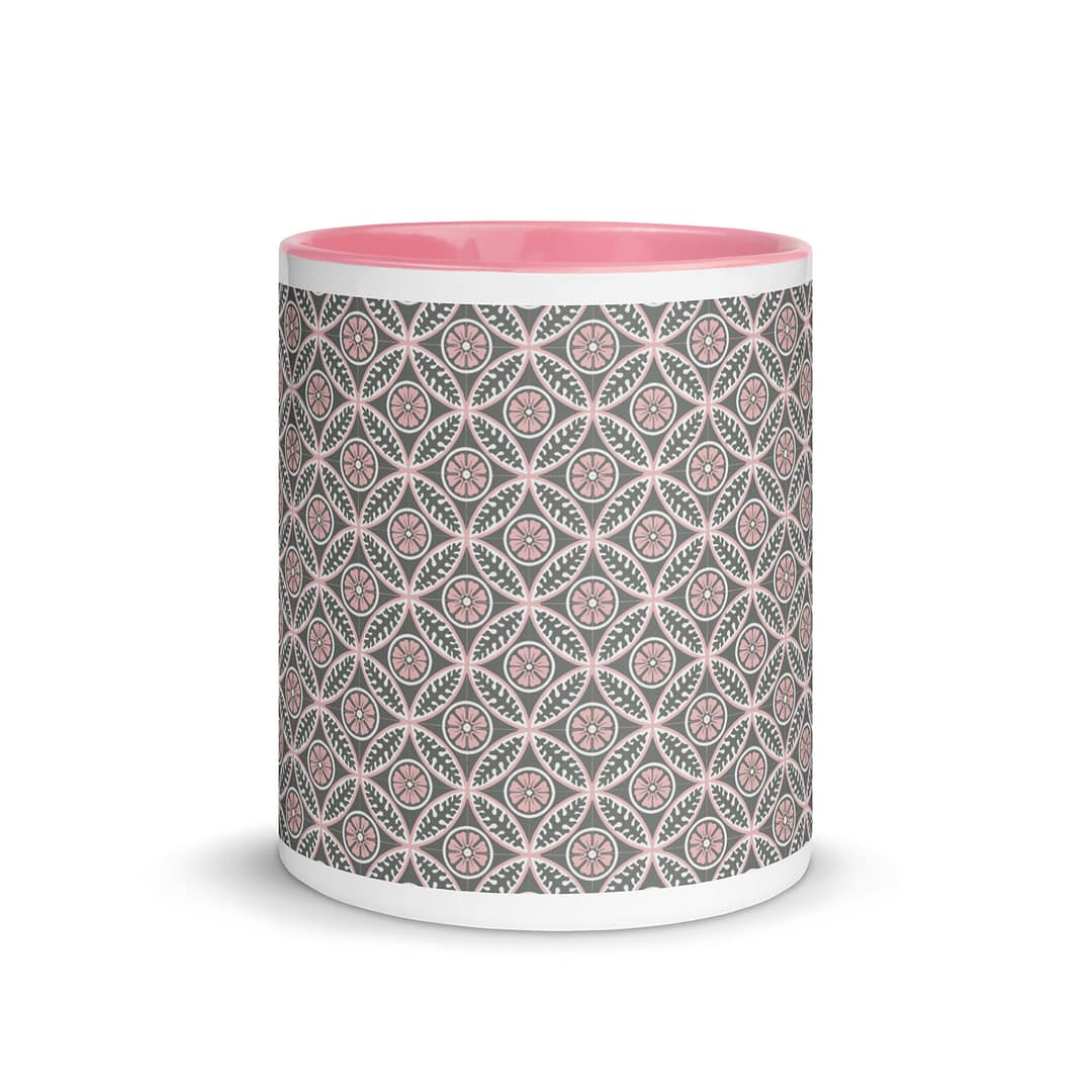 Pink Flower Tile Mug with Color Inside - Image 15
