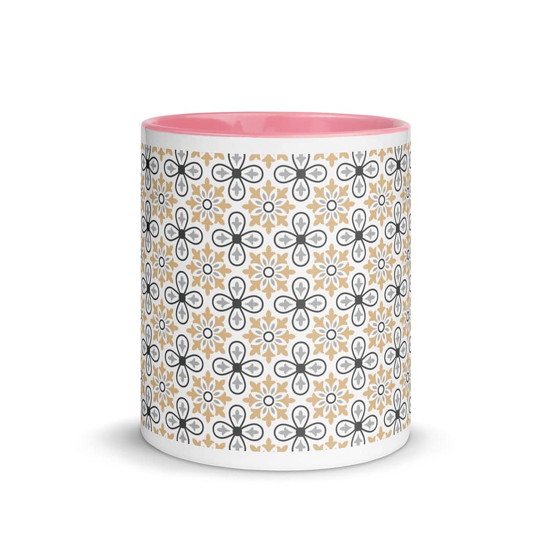 Grey Flower Mug with Color Inside - Image 15