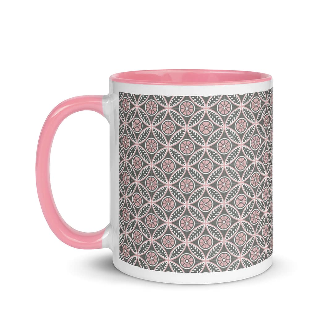 Pink Flower Tile Mug with Color Inside - Image 16