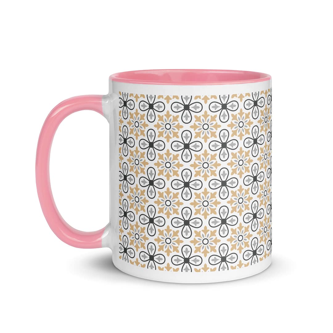 Grey Flower Mug with Color Inside - Image 16