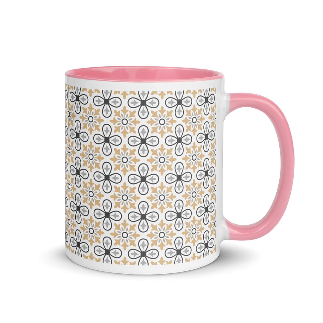 Grey Flower Mug with Color Inside - Image 14