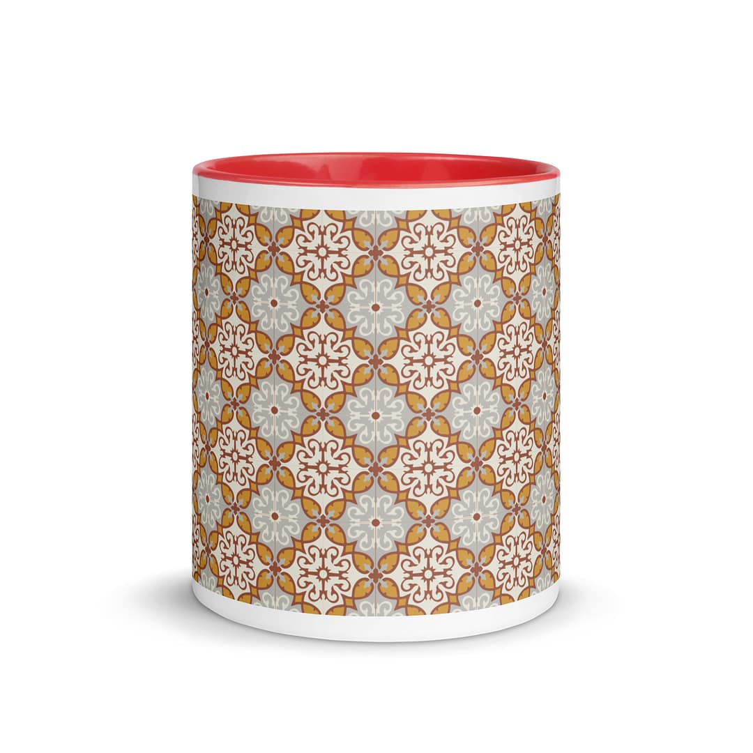 Maroon Mustard Tile Mug with Color Inside - Image 6