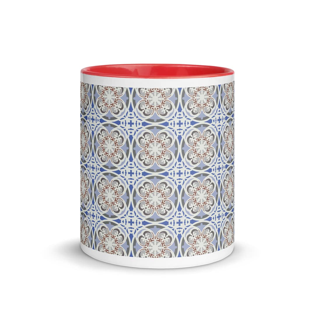 Blue Beige Flower Mug with Color Inside - Image 6