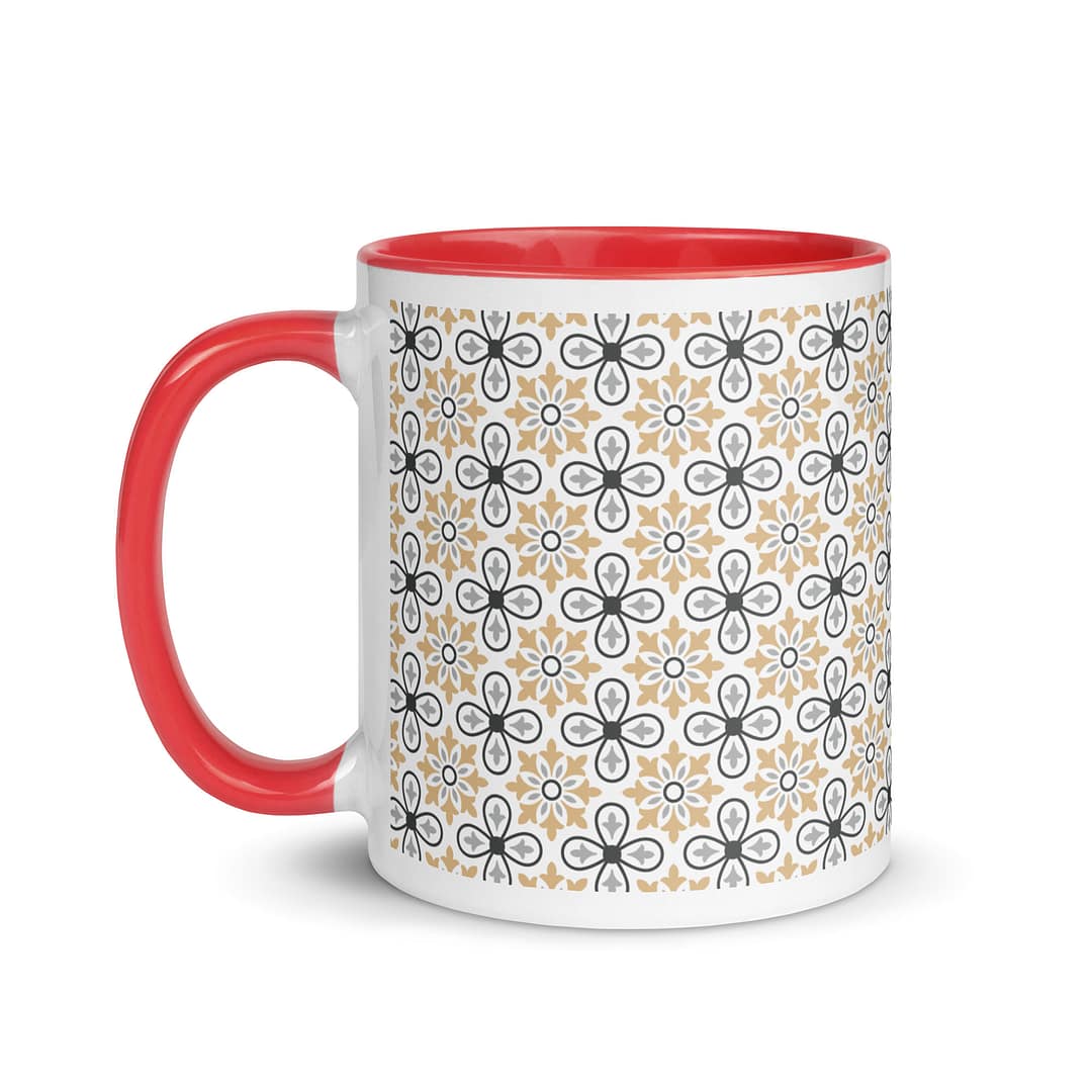 Grey Flower Mug with Color Inside - Image 7