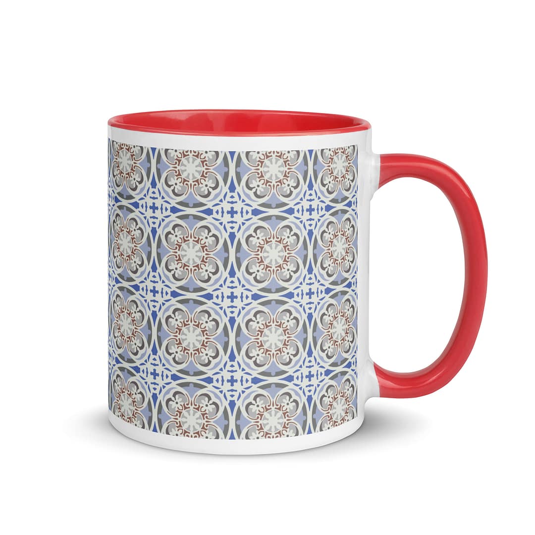 Blue Beige Flower Mug with Color Inside - Image 5