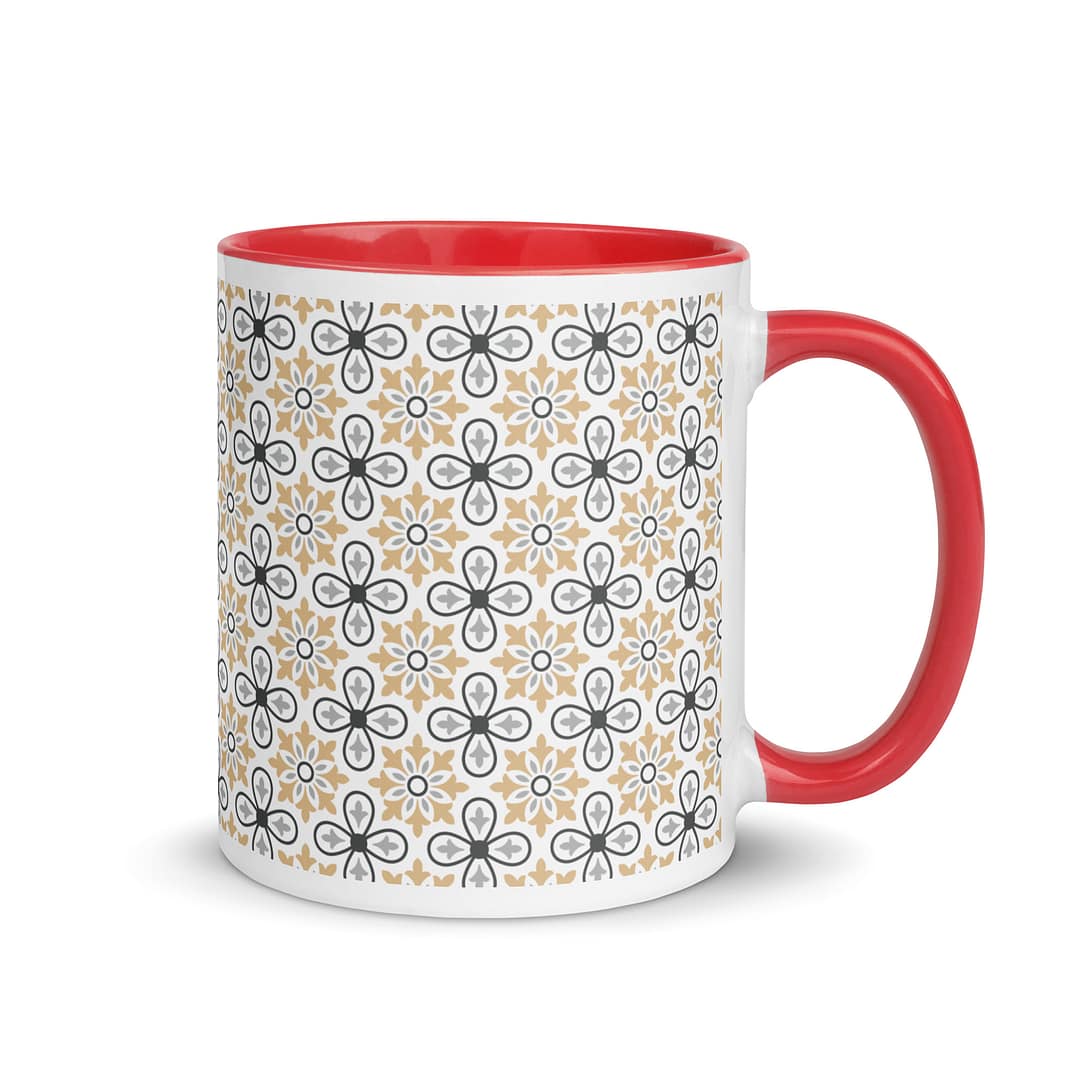 Grey Flower Mug with Color Inside - Image 5