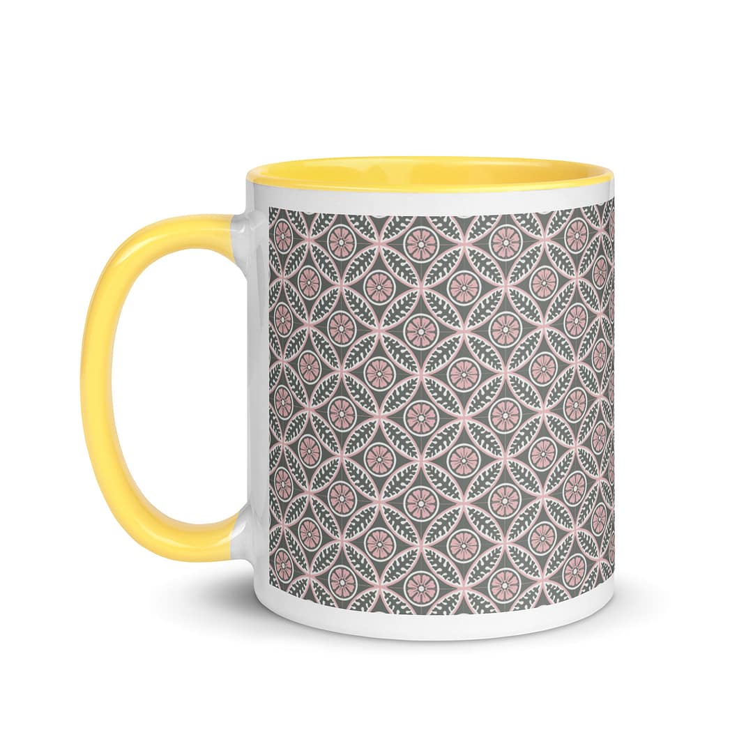 Pink Flower Tile Mug with Color Inside - Image 18