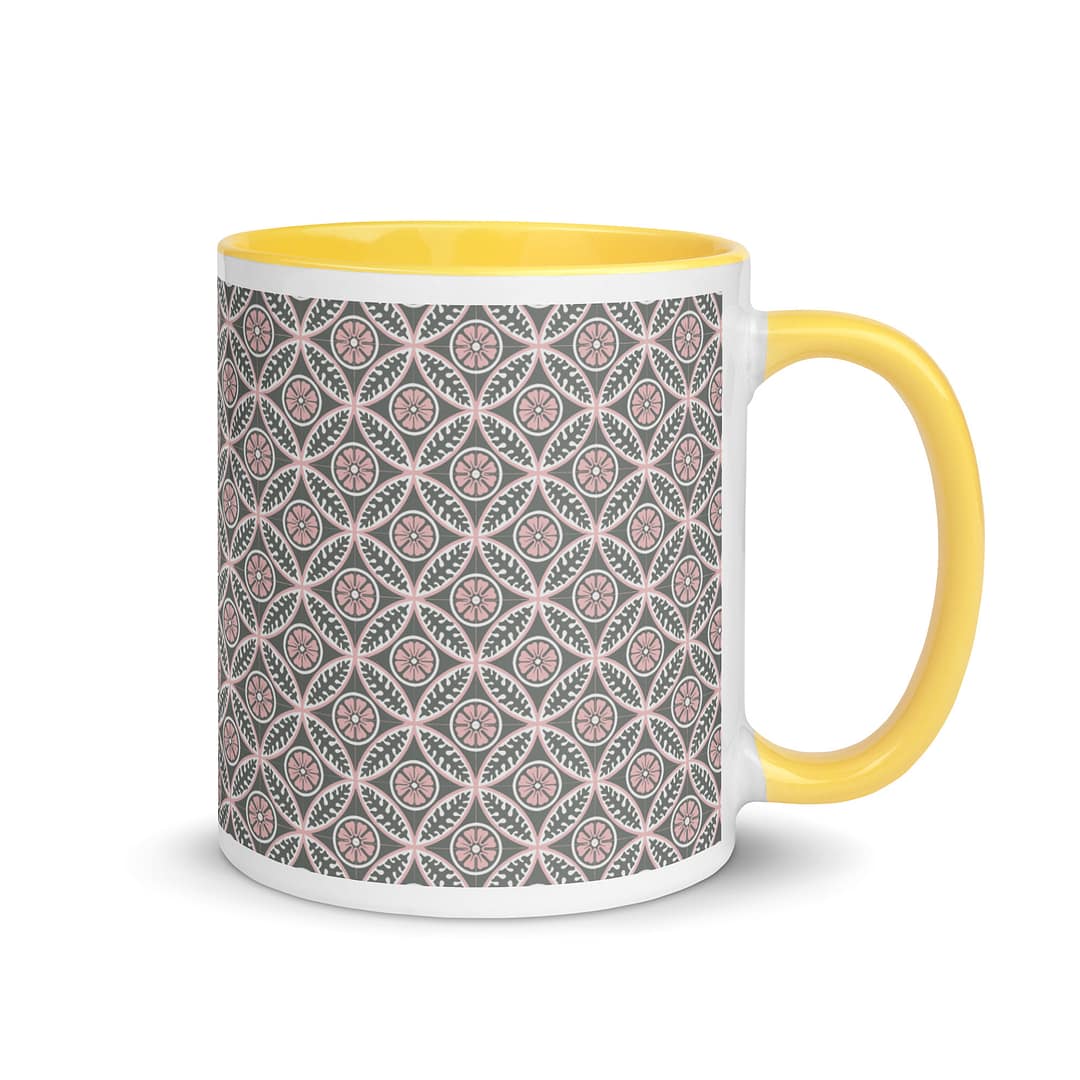 Pink Flower Tile Mug with Color Inside - Image 17