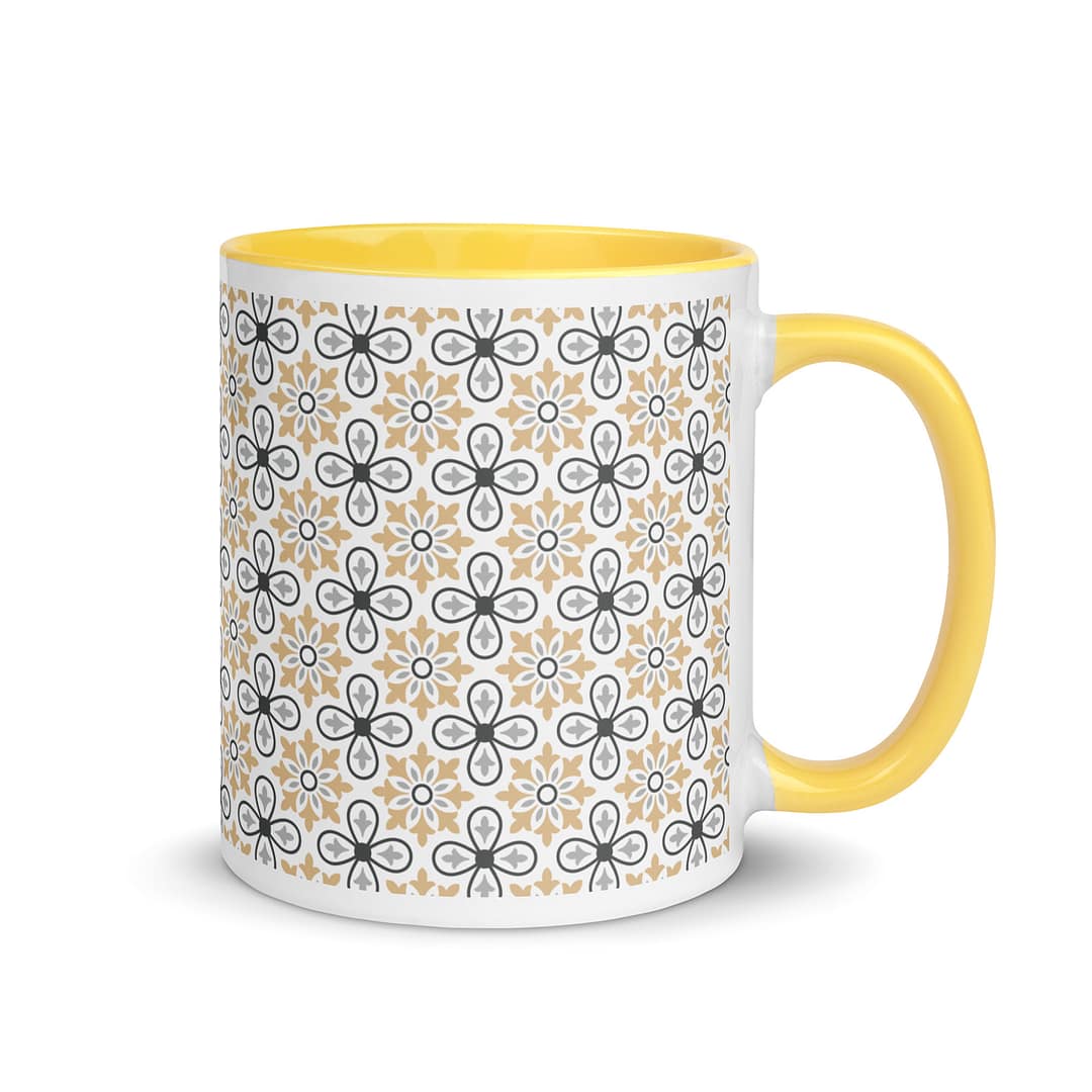 Grey Flower Mug with Color Inside - Image 17