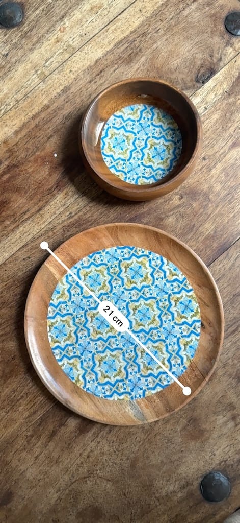 Leaf Cross Sky Blue Tile effect Acacia Plate 16cm One - Image 4