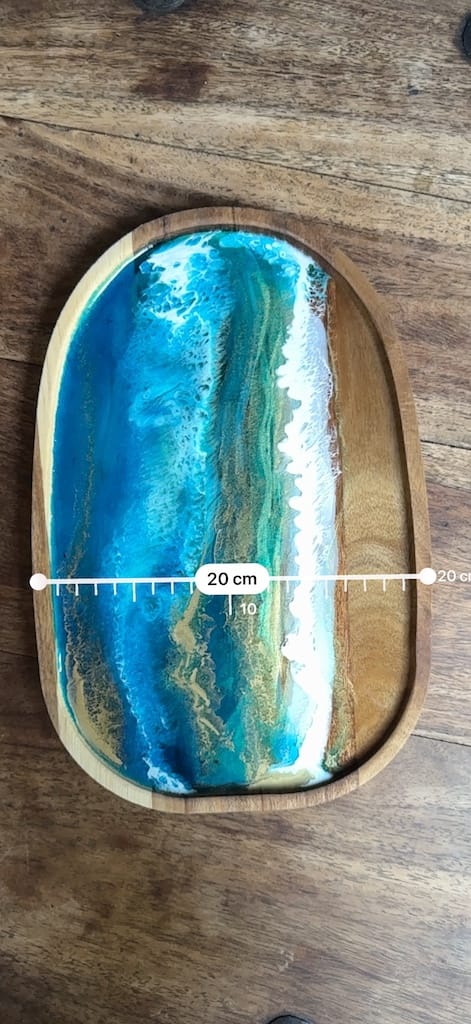 Wave Blue Painted Wave Acacia Wood Droplet Tray 30x20cm - Image 10