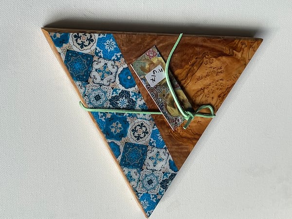 Mix Blue Painted effect tile Charcuterie Olive Wood Board