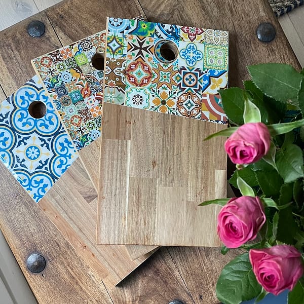 Loire Star Tile Effect Charcuterie Acacia Wood Board 35x20 cm - Image 3