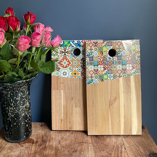 Mix tile Tile Painted Effect Charcuterie Acacia Wood Board 35x20 cm - Image 2