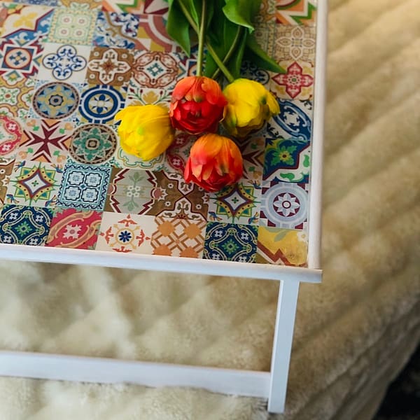 Mix tile painted effect Charcuterie Bed or Lap Tray 58x38x25 cm