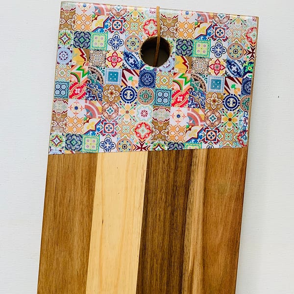 Mix tile Tile Painted Effect Charcuterie Acacia Wood Board 35x20 cm