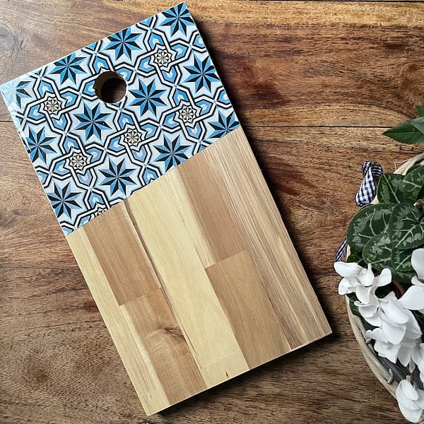 Loire Star Tile Effect Charcuterie Acacia Wood Board 35x20 cm