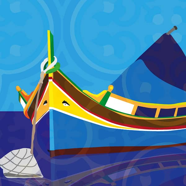 Luzzu Boat and Tile Malta Tile Digital Download A4 For Print PERSONAL USE ONLY