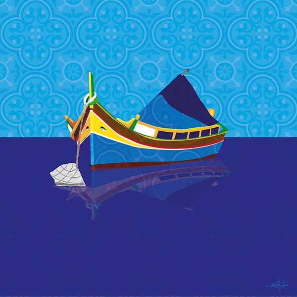 Free Luzzu Boat and Tile Mobile Phone WallPaper Malta Tile Digital Download