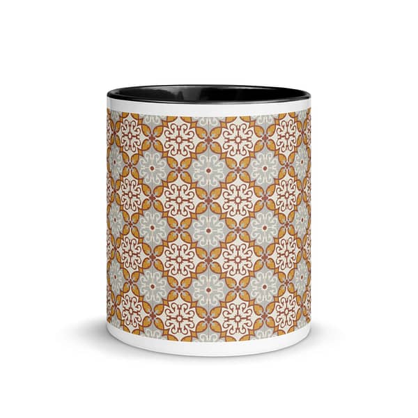 Maroon Mustard Tile Mug with Color Inside - Image 3