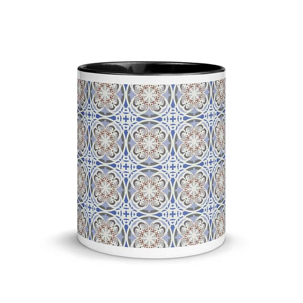 Blue Beige Flower Mug with Color Inside - Image 3