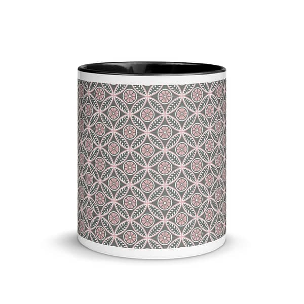 Pink Flower Tile Mug with Color Inside - Image 3